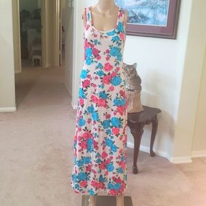 Ambiance s artsy floral display racerback maxi tank vibrant pink & blue